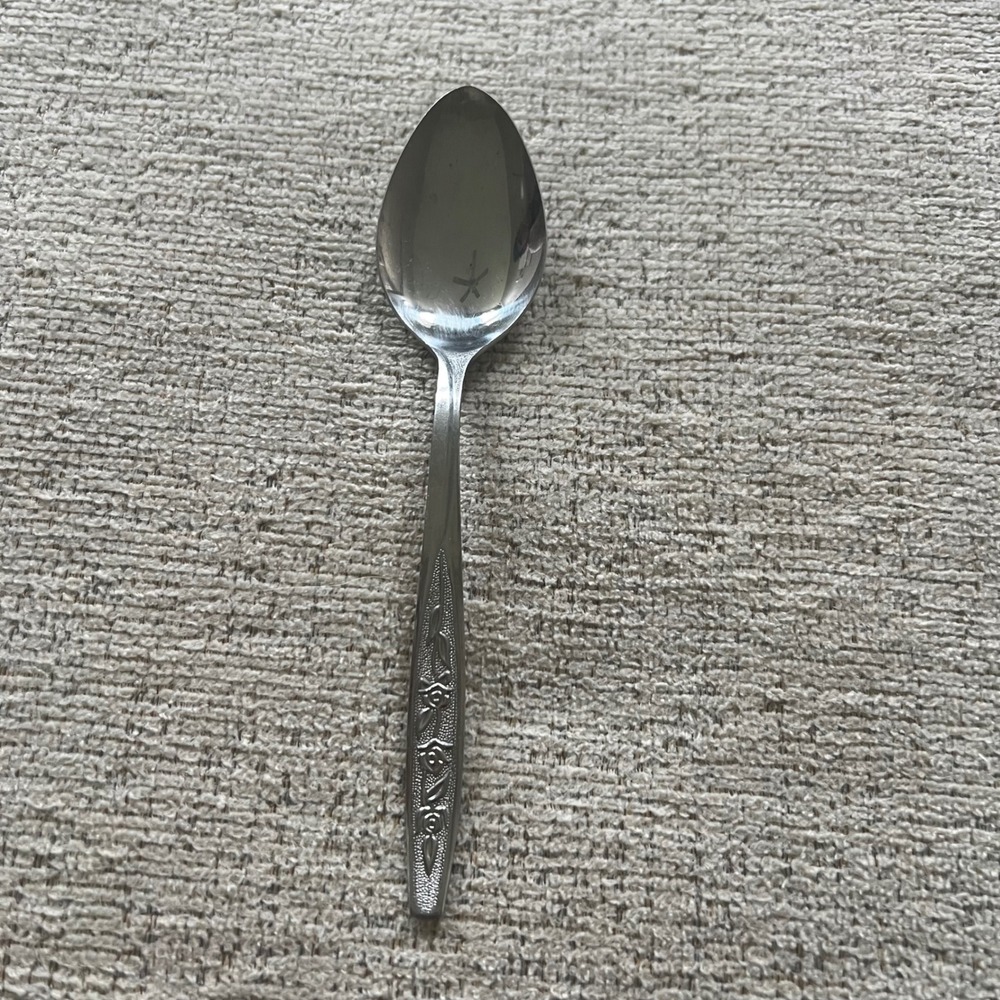 Ekco‎ Eterna Stainless Steel Teaspoon Floral Pattern Vintage Flatware Taiwan